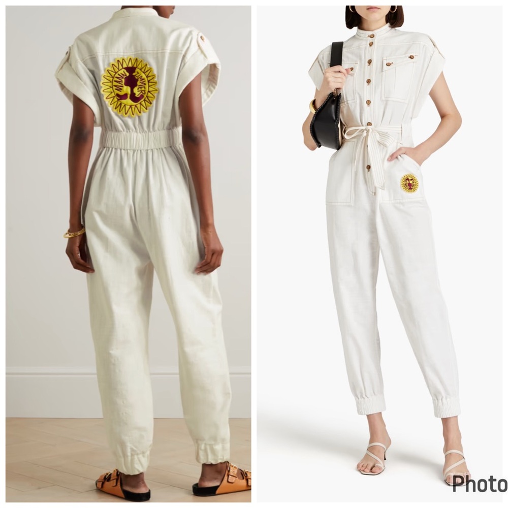 Zimmermann‎ Tiggy Patchwork Jumpsuit Cream Ivory Sz 8